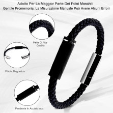 VGROSIA Bracciale Uomo Pelle Nera Intrecciata, Bracciali Uomo Cuoio con Fibbia Magnetica Braccialetto Uomo, Regalo Per Lui San