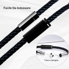 VGROSIA Bracciale Uomo Pelle Nera Intrecciata, Bracciali Uomo Cuoio con Fibbia Magnetica Braccialetto Uomo, Regalo Per Lui San