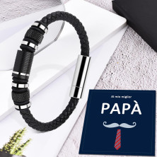 QianSiLi Bracciale Uomo Papà, Idee Regalo Papà Natale/Festa del Papà/Compleanno, Regali Papa/Padre/Padrino Natale da Parte di