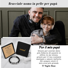 SUNSH Regalo Papà Natale Bracciale Uomo in Vera Pelle Papà Braccialetti Regalo per Lui Papà Regalo Compleanno Natale Festa del