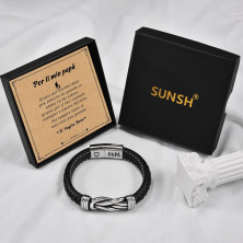 SUNSH Regalo Papà Natale Bracciale Uomo in Vera Pelle Papà Braccialetti Regalo per Lui Papà Regalo Compleanno Natale Festa del