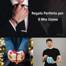 CheersLife Regalo Uomo Bracciale Uomo In Pelle - Infinito Nodo In Acciaio Inossidabile, Regalo In Pelle Con Incisione Ti Amo Per