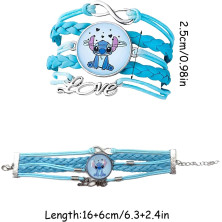 BJPERFMS Bracciale Stitch, Bracciale Bambina, Bracciale Lilo Stitch, Braccialetto in Pelle Intrecciata a Mano, Regolabile