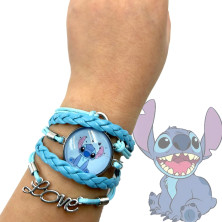 BJPERFMS Bracciale Stitch, Bracciale Bambina, Bracciale Lilo Stitch, Braccialetto in Pelle Intrecciata a Mano, Regolabile