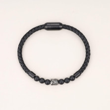 COAI Bracciale Buddha da Uomo In Pelle con Perline di Onice Opaco