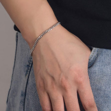 Dankadi Bracciale cubano sottile largo 3 mm 4 mm in argento Sterling 925, catena cubana, maglia fine Rock Punk Hip Pop Miami,