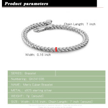 Dankadi Bracciale cubano sottile largo 3 mm 4 mm in argento Sterling 925, catena cubana, maglia fine Rock Punk Hip Pop Miami,