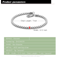 Dankadi Bracciale a maglia veneziana fine 3 mm 5 mm in 925 argento, catena a forma di scatola quadrata rotonda, chiusura morbida