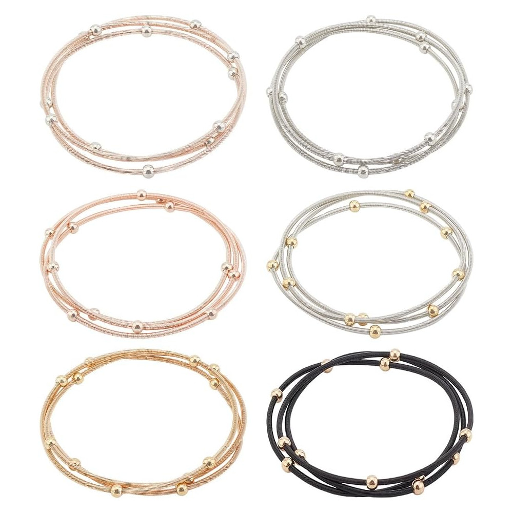 BENECREAT Bracciale con Corde per Chitarra Da 18 pezzo In 6 colori, Braccialetti con Perline In Acciaio Al Titanio Da 5.8 cm