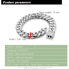 Dankadi Bracciale cubano massiccio larghezza 12 mm in 925 argento da uomo 7 "-10" catena a maglia cubana grande gourmet maglie