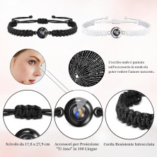 TERRISHE Bracciali Coppia Ti Amo in 100 Lingue di Proiezione Regalo Coppia San Valentino per Lui Lei Fidanzato Fidanzate,