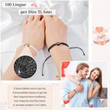 TERRISHE Bracciali Coppia Ti Amo in 100 Lingue di Proiezione Regalo Coppia San Valentino per Lui Lei Fidanzato Fidanzate,