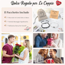 TERRISHE Bracciali Coppia Ti Amo in 100 Lingue di Proiezione Regalo Coppia San Valentino per Lui Lei Fidanzato Fidanzate,