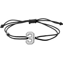 CODEONE Bracciale numero tre, bracciale numero, bracciale numeri, uomo, donna, argento sterling 925, corda poliestere,