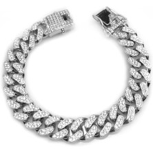 XUJLRL Bracciale Uomo Braccialetto Catena in Acciaio Inox Argento Regali di Gioielli per Uomo(20CM)