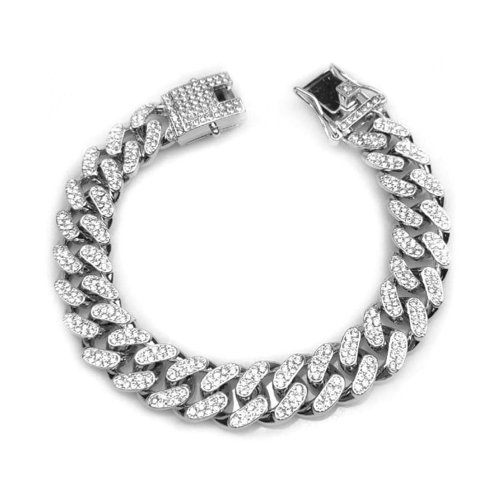 XUJLRL Bracciale Uomo Braccialetto Catena in Acciaio Inox Argento Regali di Gioielli per Uomo(20CM)