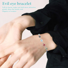 USHOBE Regalo Evil Eye Glücks amuleto regolabile per proteggere donne adolescenti ragazze ragazzi famiglia amici bracciale,