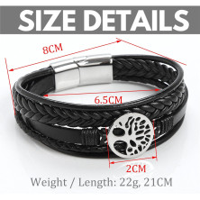 JUZICHEN Bracciale da uomo, bracciale con albero della vita vichingo, bracciale in acciaio inossidabile, bracciale in pietra