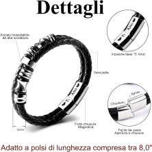 CheersLife San Valentino Regalo Uomo Regalo per Marito Idee Regalo Uomo Bracciale In Pelle Intrecciata In Acciaio Inossidabile