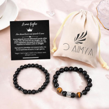 O’Aimya Bracciale Uomo Pietre Naturalilavica Nera, Compleanno Natale Anniversario Regalo per Figlio, Regali Uomo Gioielli