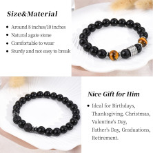 O’Aimya Bracciale Uomo Pietre Naturalilavica Nera, Compleanno Natale Anniversario Regalo per Figlio, Regali Uomo Gioielli