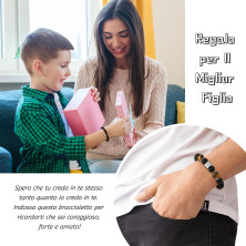 O’Aimya Bracciale Uomo Pietre Naturalilavica Nera, Compleanno Natale Anniversario Regalo per Figlio, Regali Uomo Gioielli