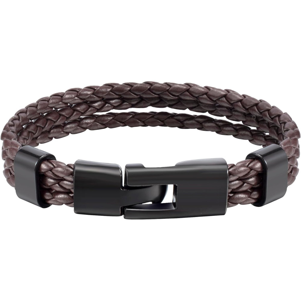 CyxenNova Bracciale Uomo Pelle Idee Regalo Uomo Fidanzato Lui Compleanno Accessori Uomo Braccialetto A Più Strati Gioielli Uomo