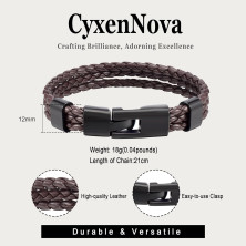 CyxenNova Bracciale Uomo Pelle Idee Regalo Uomo Fidanzato Lui Compleanno Accessori Uomo Braccialetto A Più Strati Gioielli Uomo