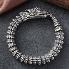 Flongo Ouroboros - Bracciale da uomo con serpente vichingo, in acciaio inox, stile norreno, stile gotico, ideale come regalo di