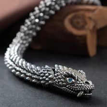 Flongo Ouroboros - Bracciale da uomo con serpente vichingo, in acciaio inox, stile norreno, stile gotico, ideale come regalo di