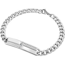 555Jewelry Bracciale da uomo a maglia cubana piatta in acciaio inox, 6 mm, 21 cm