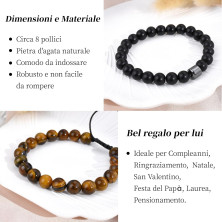 O’Aimya Bracciale Pietre Naturali Uomo, Regalo Uomo Gioielli Bracciali Occhio di Tigre, Regali Uomo Compleanno Natale