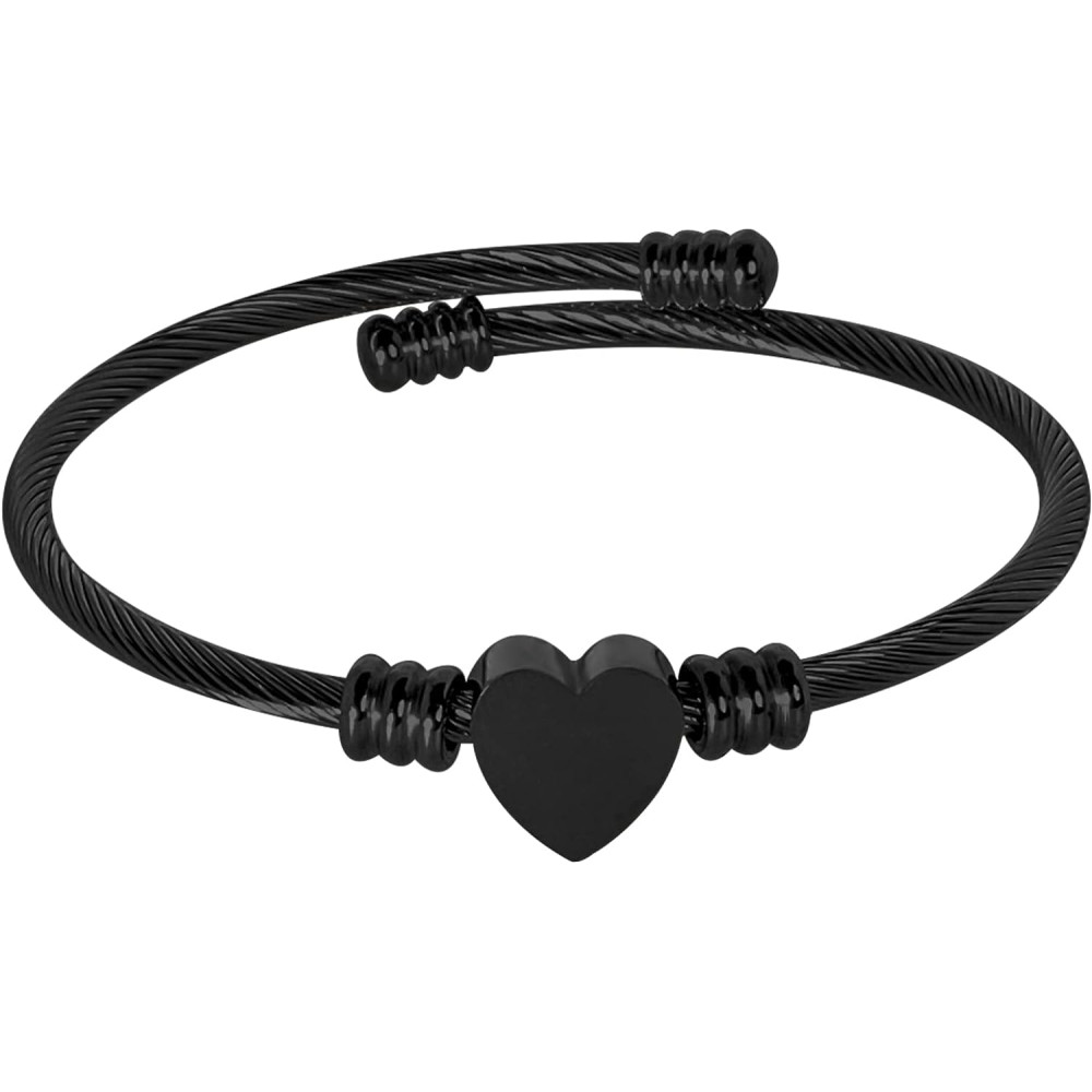 MILAKOO Bracciale da donna con ciondolo a forma di cuore, in acciaio inox, con cavo intrecciato