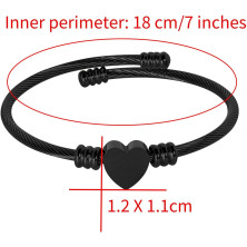 MILAKOO Bracciale da donna con ciondolo a forma di cuore, in acciaio inox, con cavo intrecciato