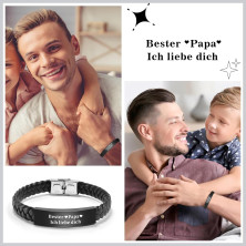 CheersLife Bracciale Papà Bracciale in pelle personalizzato Papà Regalo per la Festa del Papà Regali di Natale per Papà Regali