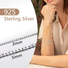 FindChic Bracciale Uomo in argento sterling 925, larghezza 3 mm/5 mm, con confezione regalo per uomo e donna, 21 cm