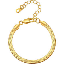 FindChic Bracciale a catena a serpente, larghezza 3 mm, 5 mm, in acciaio inox, a spina di pesce, braccialetto da donna, 21 cm