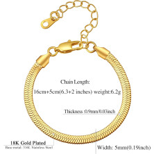 FindChic Bracciale a catena a serpente, larghezza 3 mm, 5 mm, in acciaio inox, a spina di pesce, braccialetto da donna, 21 cm