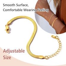 FindChic Bracciale a catena a serpente, larghezza 3 mm, 5 mm, in acciaio inox, a spina di pesce, braccialetto da donna, 21 cm