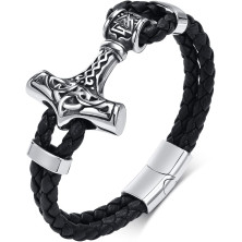 XUANPAI Bracciale vichingo nordico da uomo, con martello di Thor, ascia vichinga, bracciale in corda intrecciata, amuleto