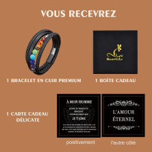 QianSiLi Bracciale Uomo Pelle Personalizzato, Regali Natale Uomo/Fidanzato/Marito, Idee Regalo San