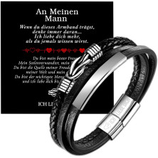 Bracciale da uomo in pelle, regalo per bracciale da uomo in pelle con incisione Bracciale da uomo in pelle Ti amo Bracciale da