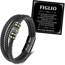 YELUWA Bracciale Per Mio Figlio, Braccialetto In Pelle Intrecciata Da Uomo, Regalo Per Figlio, Ti Amerò Per Sempre Braccialetto