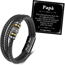 YELUWA Bracciale Papà, Braccialetto In Pelle Intrecciata Per Uomo, Regalo Padre Per Figlio Figlia, Braccialetto Ti Amerò Sempre,