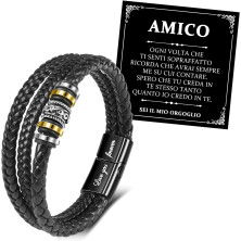 YELUWA Bracciale Caro Amico, Bracciale In Pelle Intrecciata Per Da Uomo, Regalo Per Il Migliore Amico, Ti Amerò Sempre