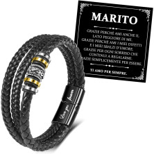 YELUWA Bracciale A Mio Marito, Braccialetto In Pelle Intrecciata Per Uomo, Regali Per Il Marito, Braccialetto Ti Amo Per Sempre,