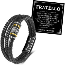 YELUWA Bracciale Caro Fratello, Braccialetto In Pelle Intrecciata Da Uomo, Regalo Per Fratello, Ti Amerò Sempre Braccialetto,