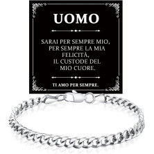 YELUWA Bracciale Al Mio Uomo, Bracciale Cubano Da Uomo, Regali Per Uomo, Bracciale Hip-Hop In Acciaio Inossidabile Con Catena A