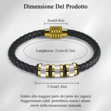 VGROSIA Bracciale Uomo In Pelle Intrecciata Nero Con Acciaio Inox Chiusura Magnetica, Bracciali Uomo Pelle Un Braccialetto Per