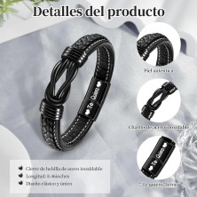 YELUWA Ti Amo Bracciale per Uomo, Uomo Bracciale Pelle da Uomo Infinito Nodo Regalo da Uomo per Lui Uomo Fratello Fidanzato